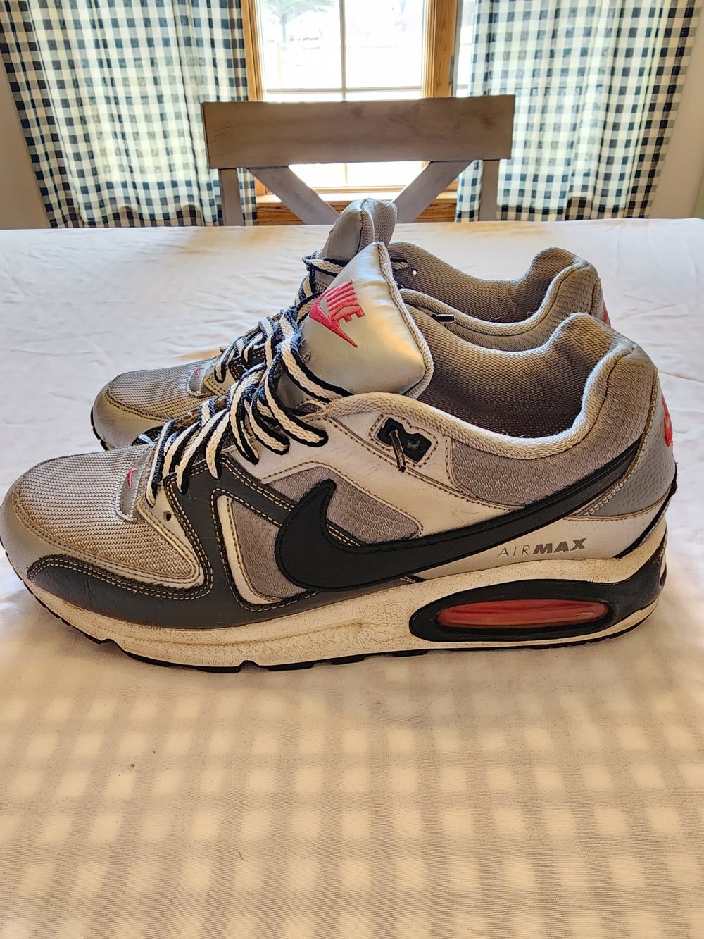 Nike Air Max Men's Athletic Shoes - Gray with Black & Red Accents